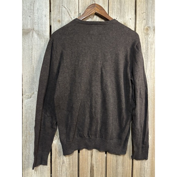 American Eagle Mens Medium Brown V Neck Sweater 100% Cotton Pullover M - Picture 3 of 6